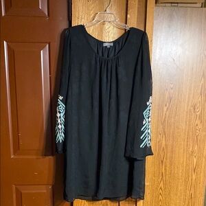Black Dress with Embroidered Sleeves